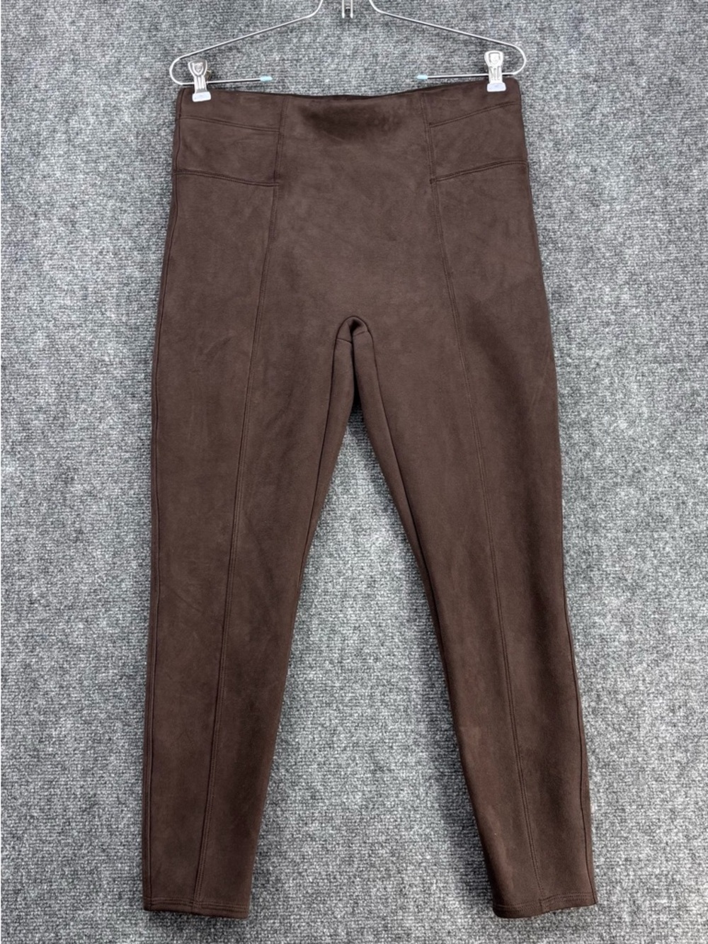 Spanx Brown Faux Suede High Rise Leggings Women’s L Equestrian Minimalist Chic